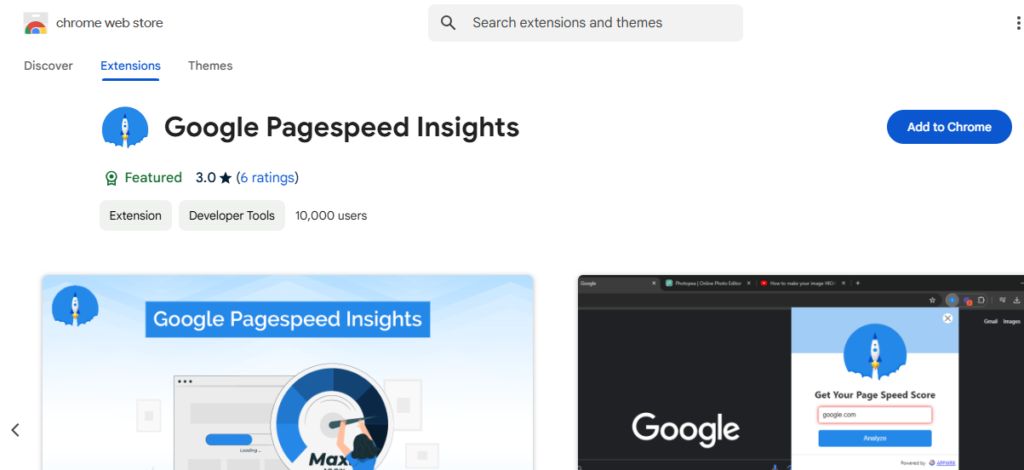 Google Pagespeed insight Extension